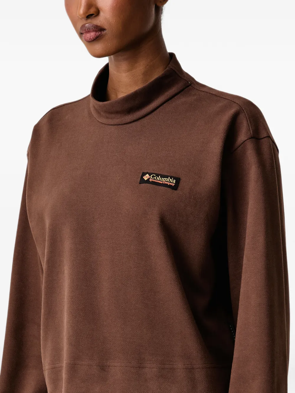 Columbia Sauvie Sky trui met hoge hals en logo-patch Bruin
