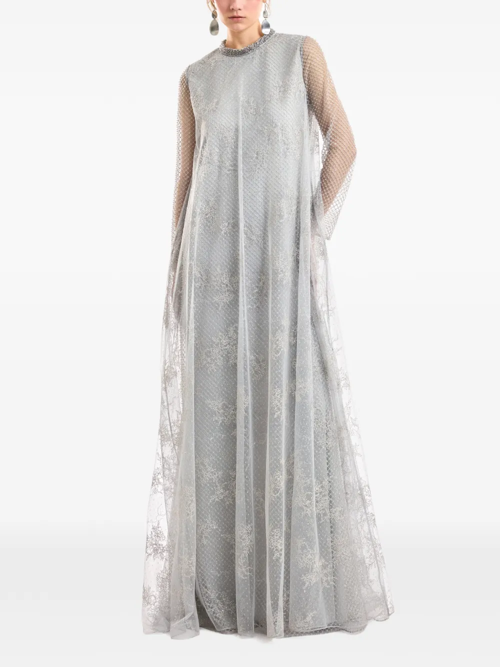 Gemy Maalouf embroidered lace-overlay dress