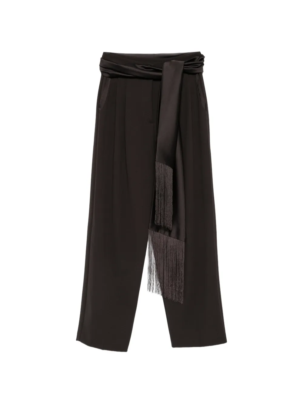 Imperial Fringe-trim Belted Trousers In Brown