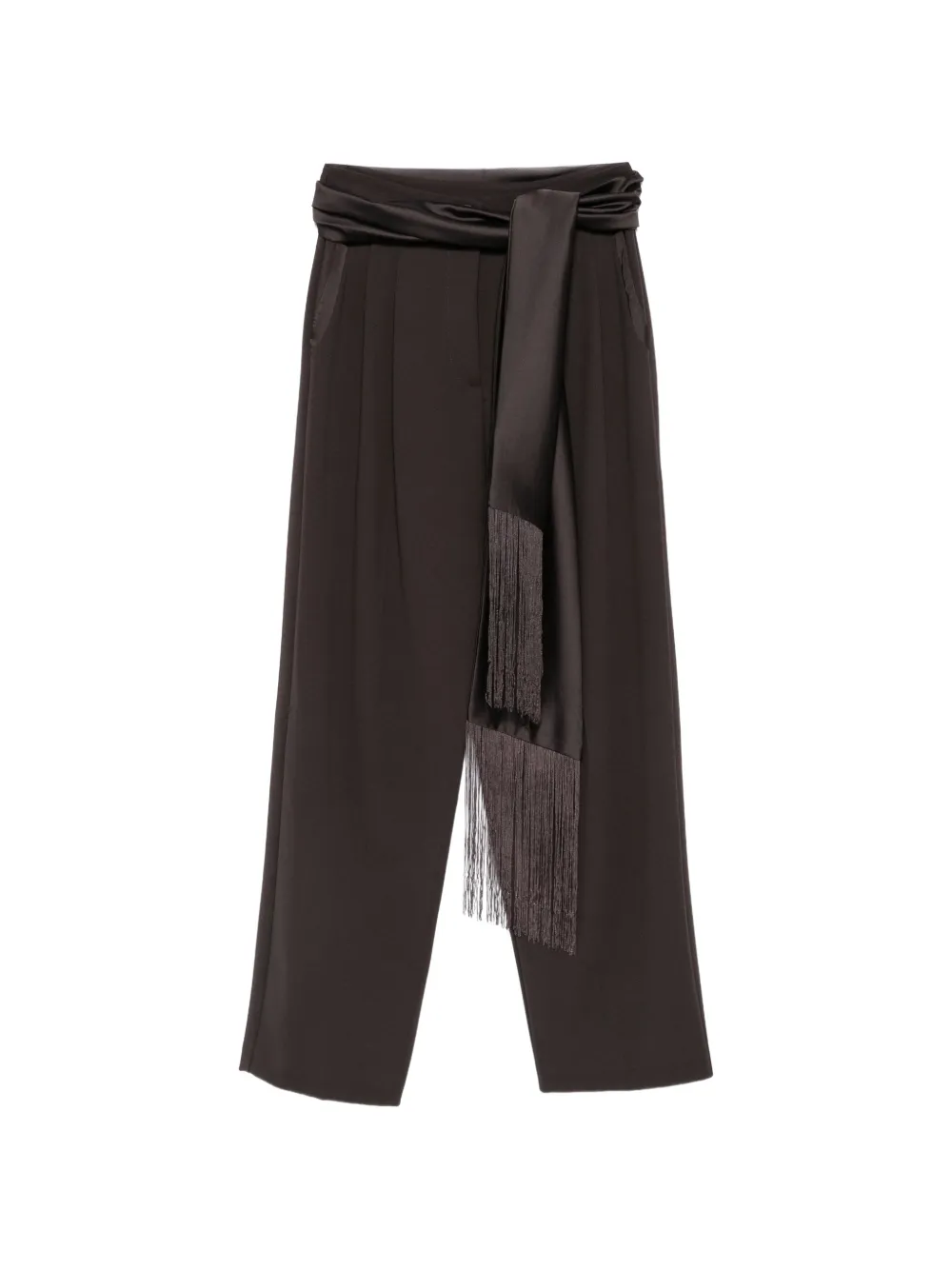 IMPERIAL pantalon ceinturé à finitions frangées - Marron IMPERIAL pantalon ceinturé à finitions frangées - Marron