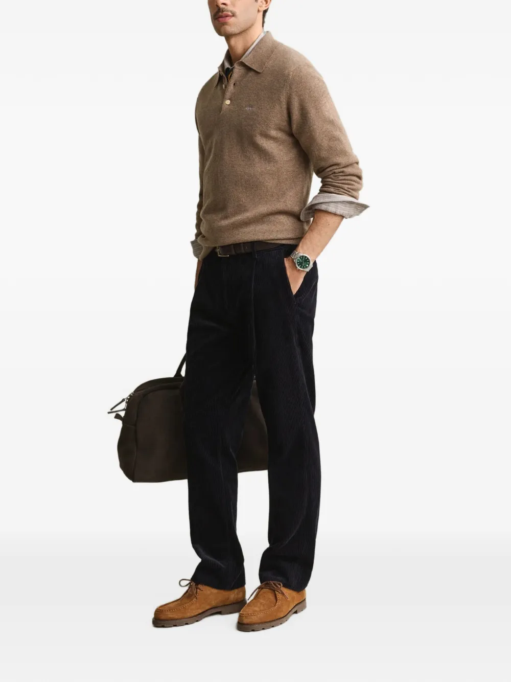 Gant Trui met geborduurd logo Bruin