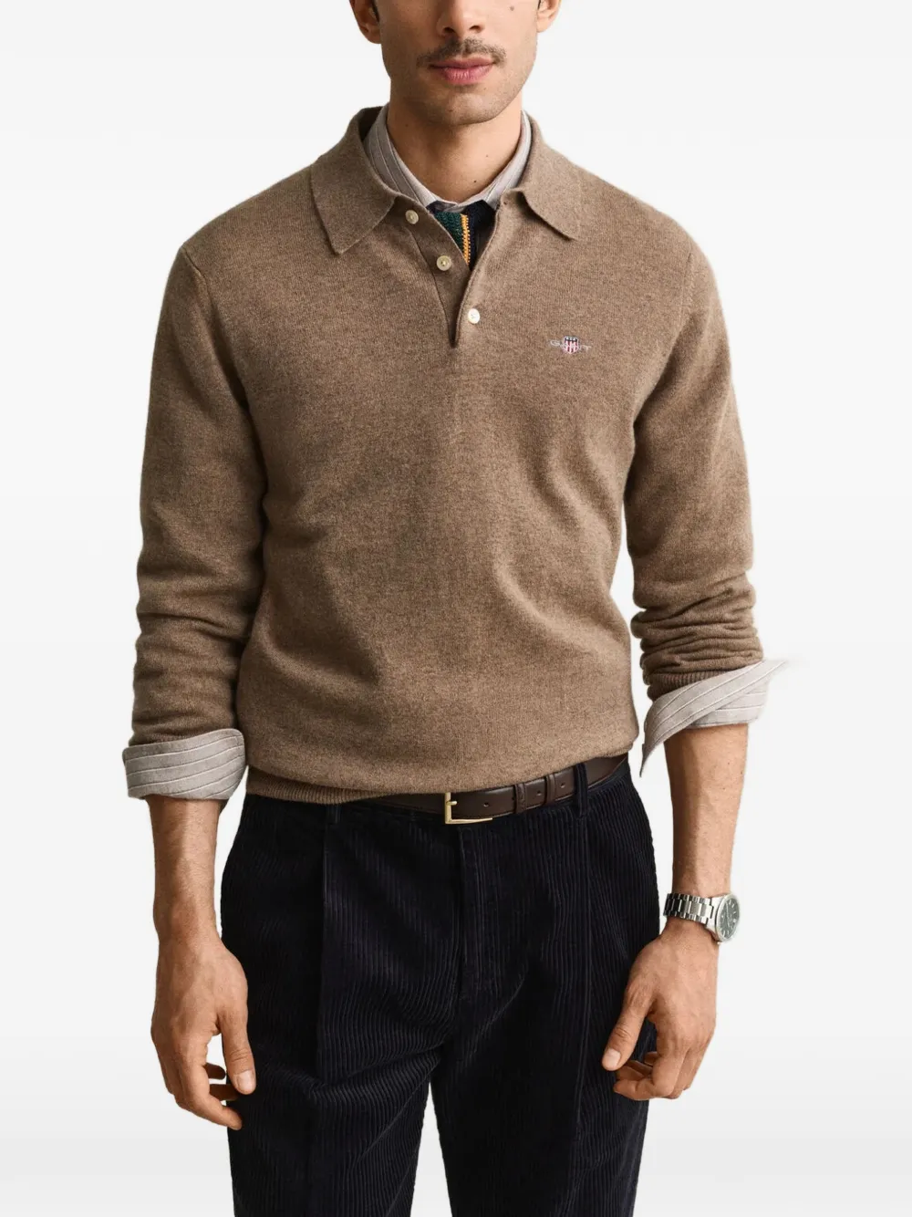 Gant Trui met geborduurd logo Bruin