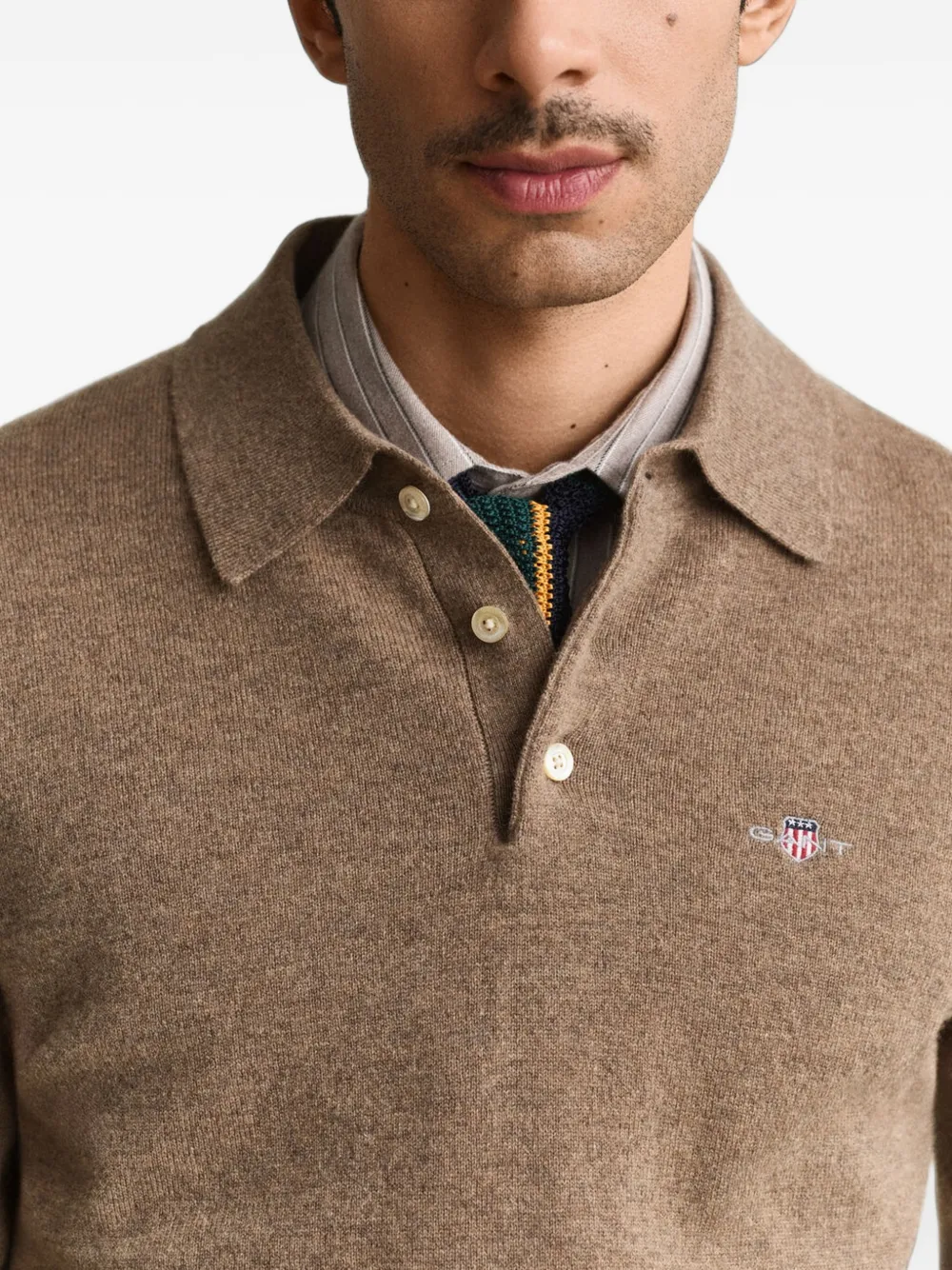 Gant Trui met geborduurd logo Bruin