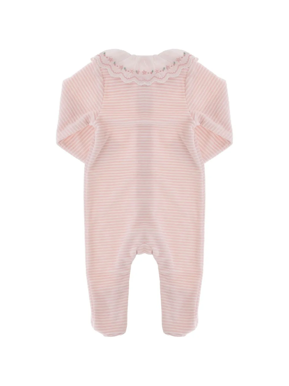 Tartine Et Chocolat Gestreepte onesie met ruches en borduurwerk Roze