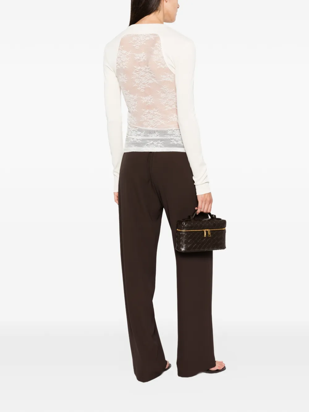 Imperial Lace-panel Long-sleeve T-shirt In Neutrals