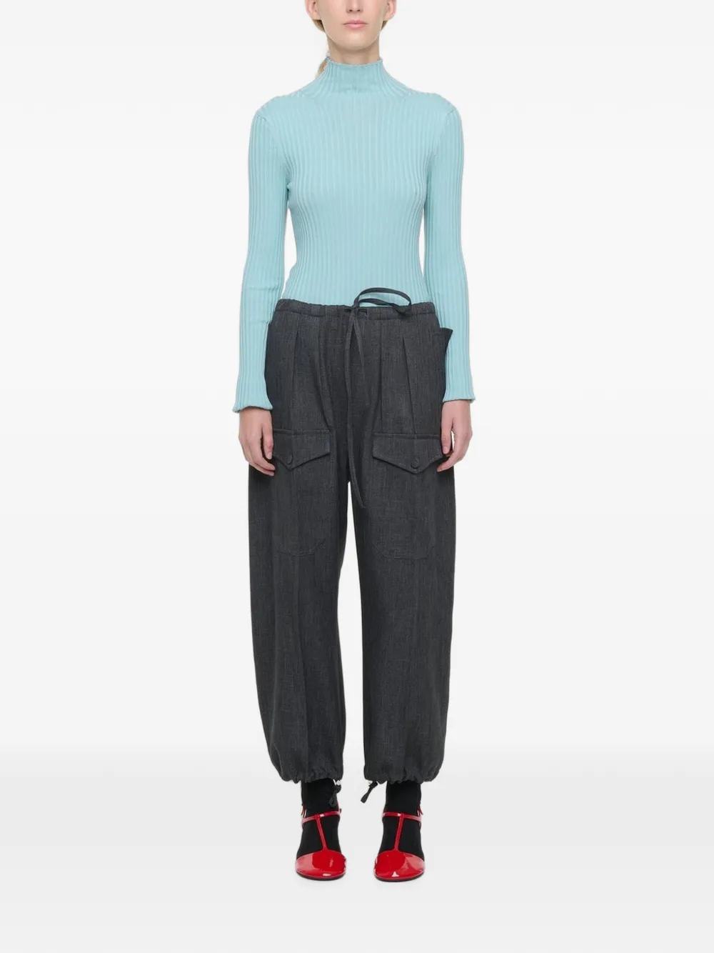 Plan C Broek met trekkoord Grijs