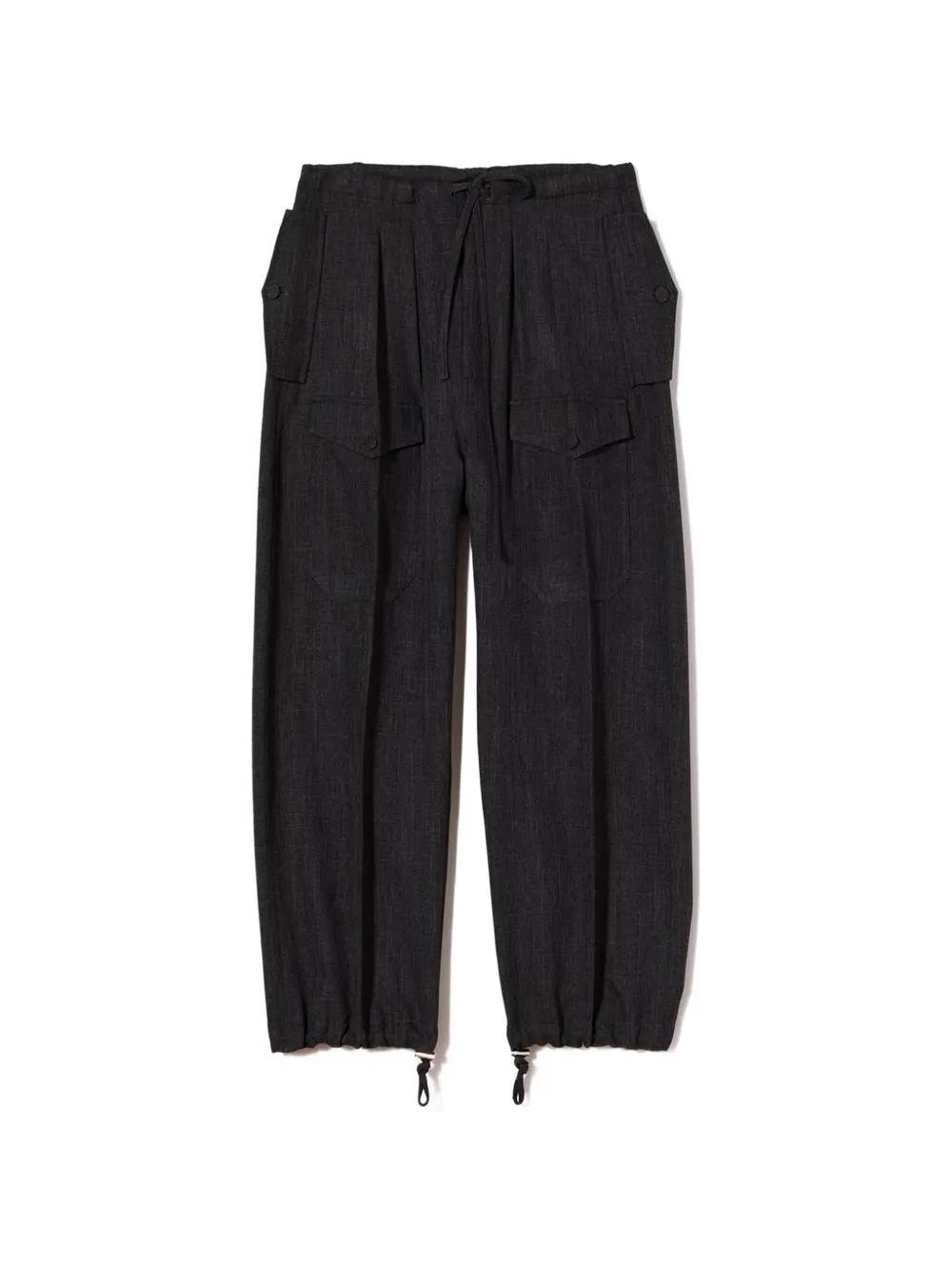 Plan C Drawstring Cargo Pants In Black
