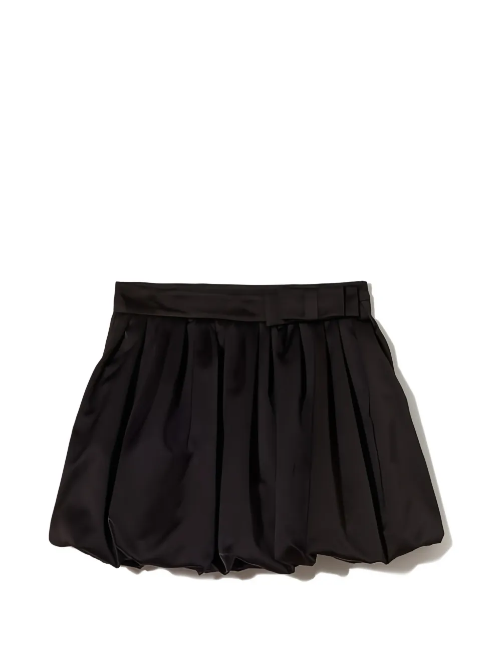 Plan C Black Duchesse belted bubble-hem mini skirt