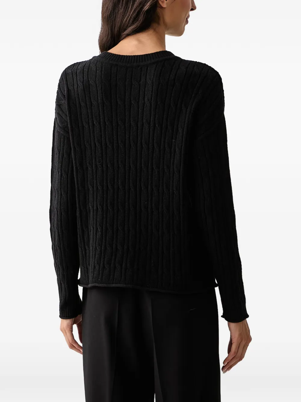 DKNY cable-knit logo-patch sweater Zwart
