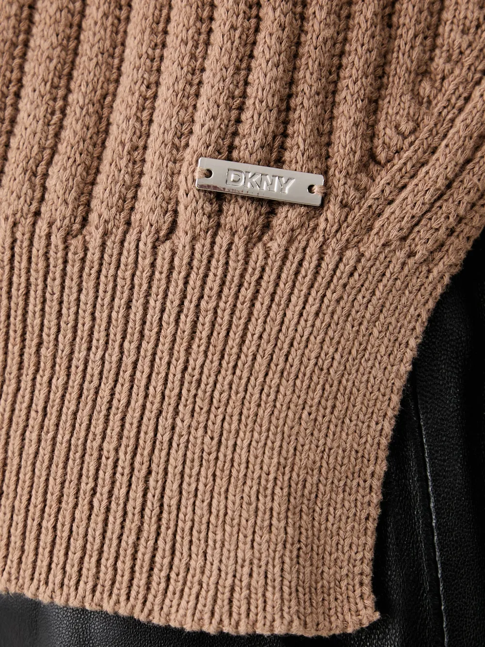 DKNY Ribgebreide hoodie met raglan mouwen Beige