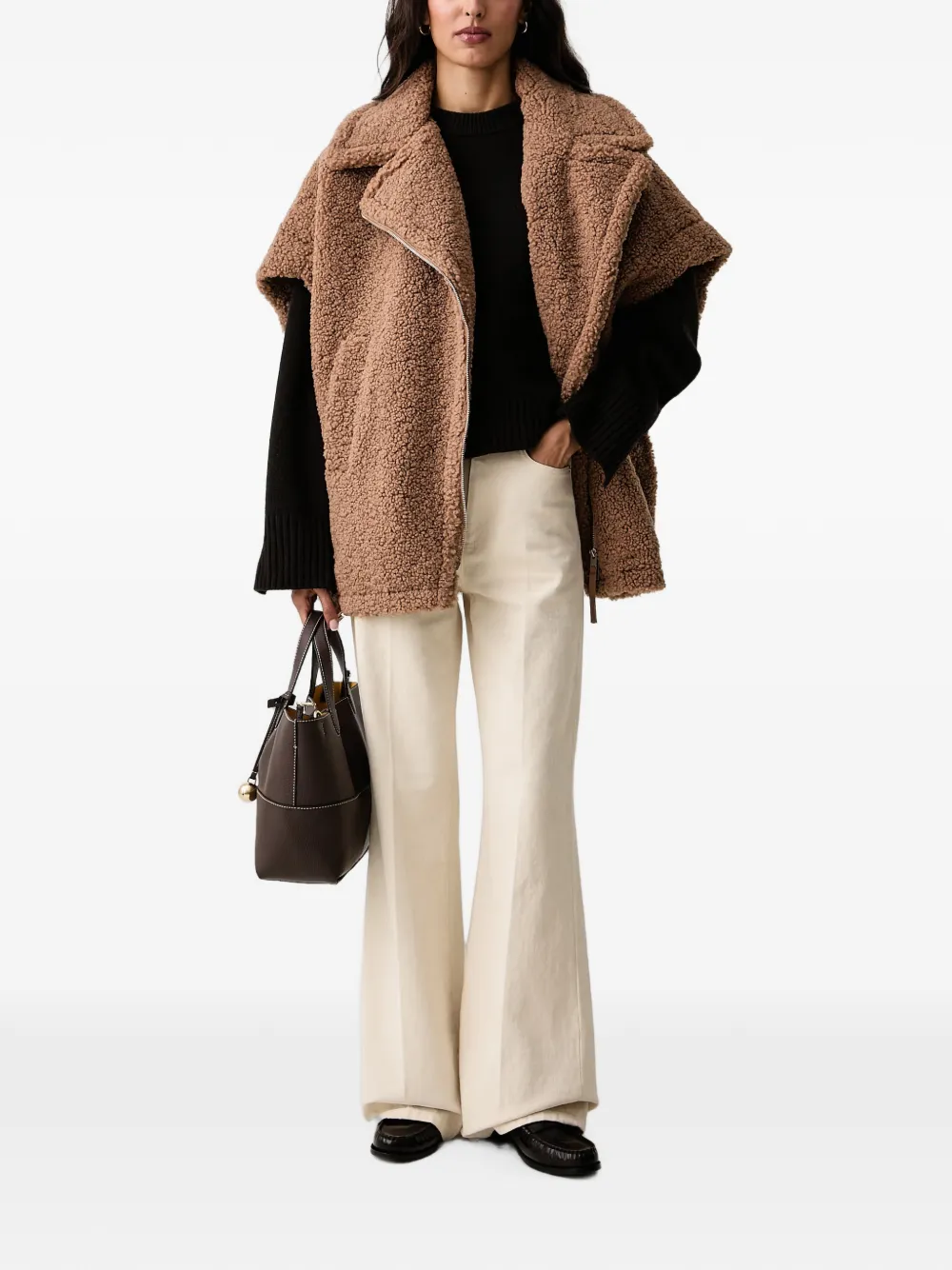 DKNY Oversized jack met teddy-textuur Bruin