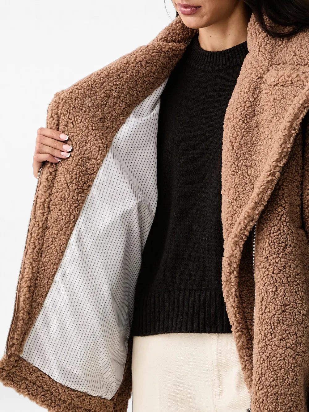 DKNY Oversized jack met teddy-textuur Bruin