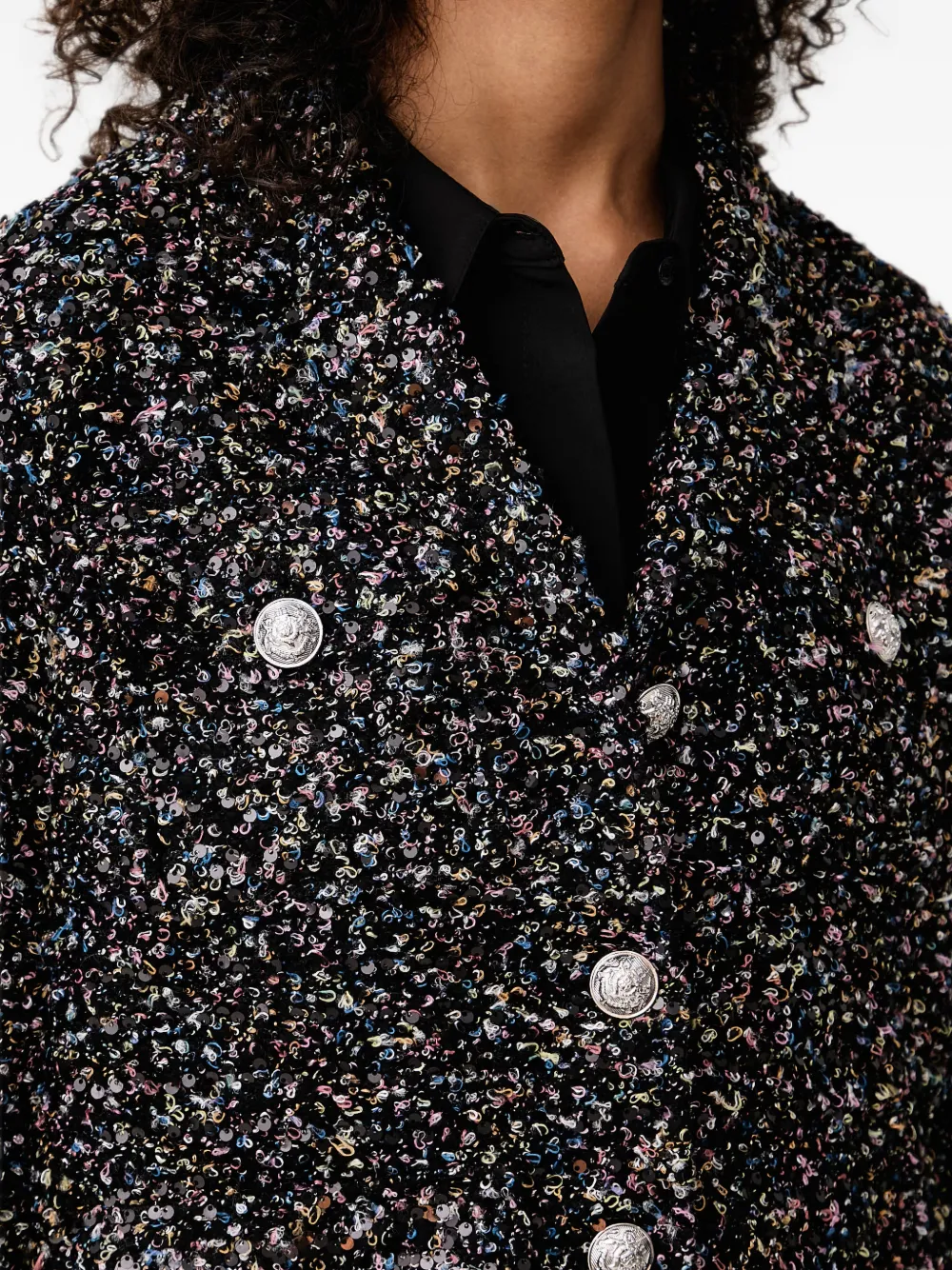 DKNY sequin-embellished tweed jacket Zwart