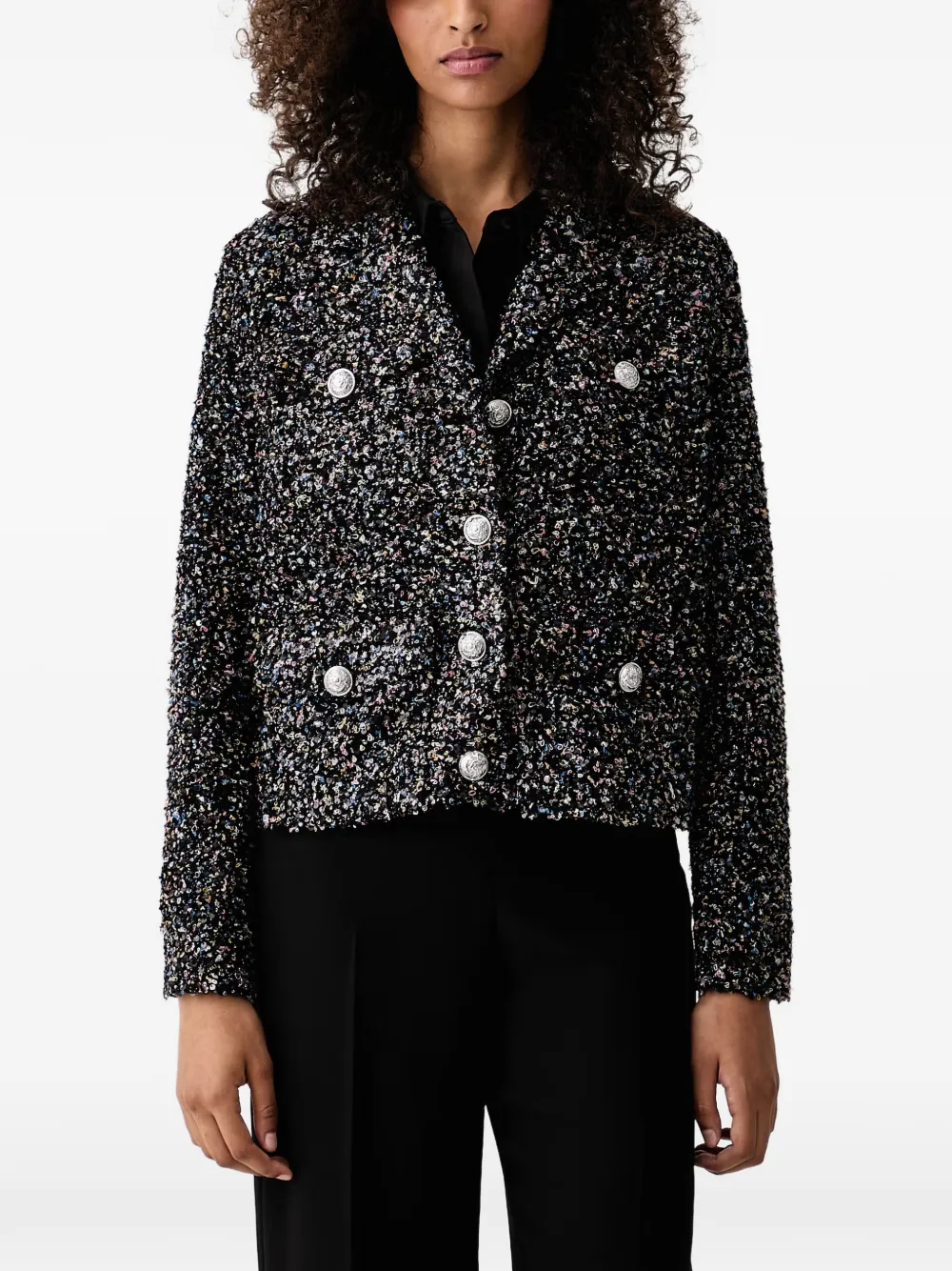 DKNY sequin-embellished tweed jacket - Schwarz