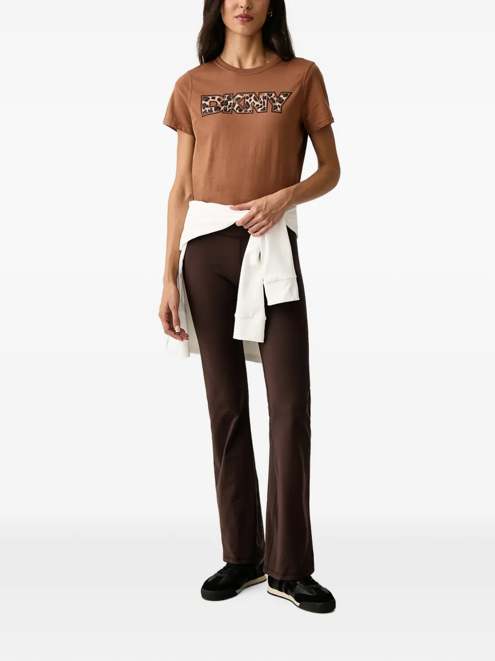 DKNY Flared broek met logoprint Bruin