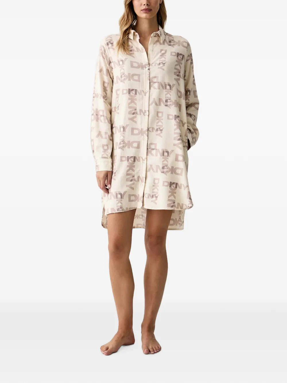 DKNY logo-print button-up nightshirt