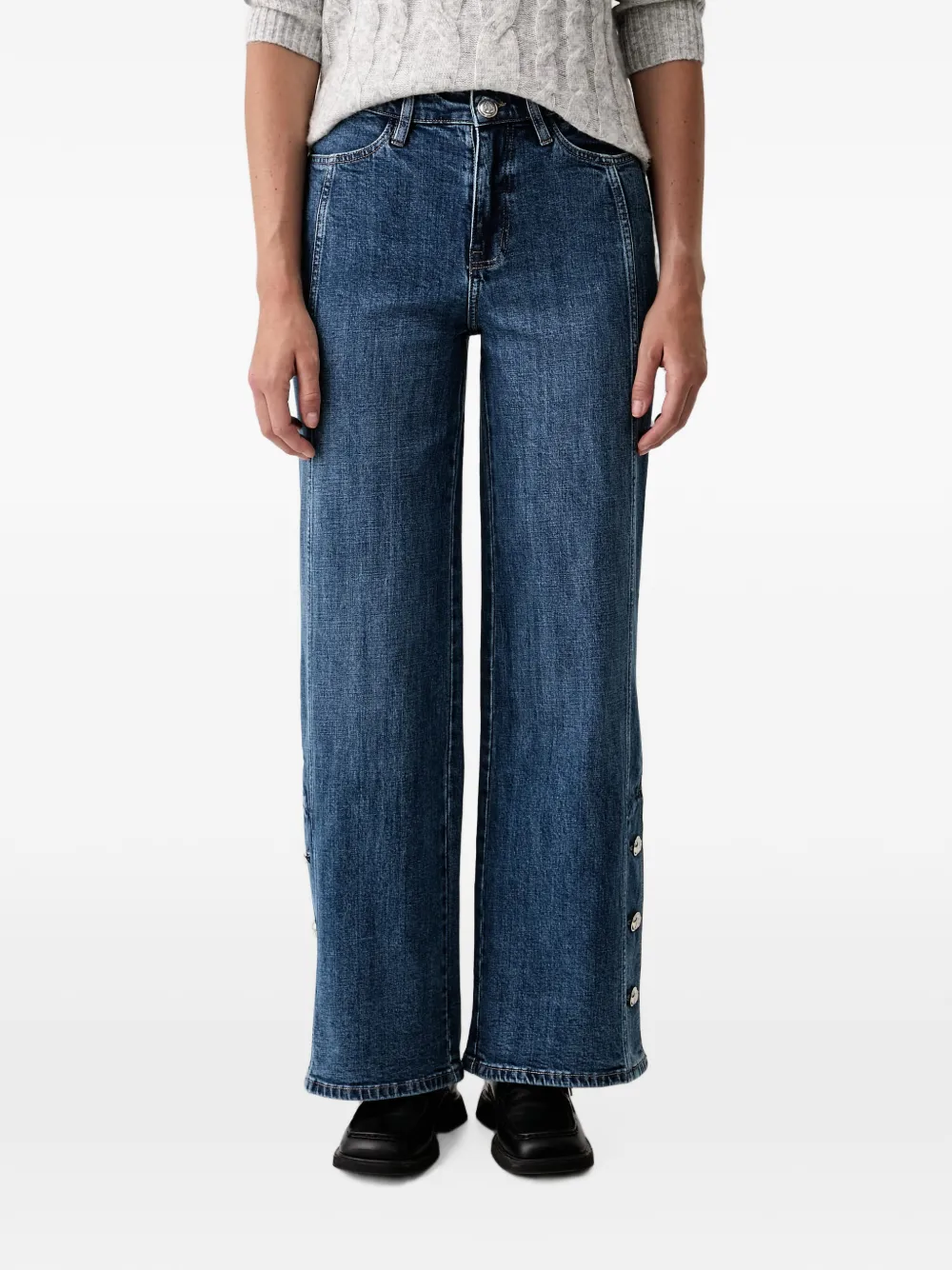 DKNY button-detail wide-leg jeans