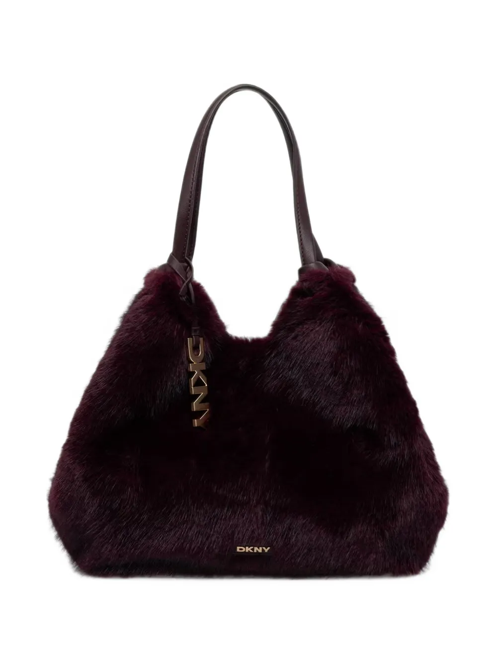 DKNY medium Paula faux-fur logo-pendant tote bag