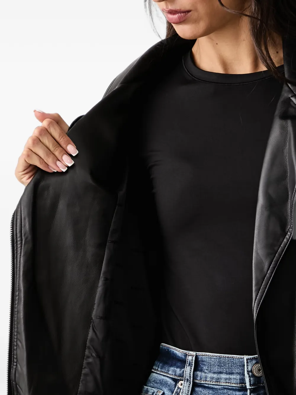 DKNY Bikerjack van imitatieleer met patchdetail Zwart