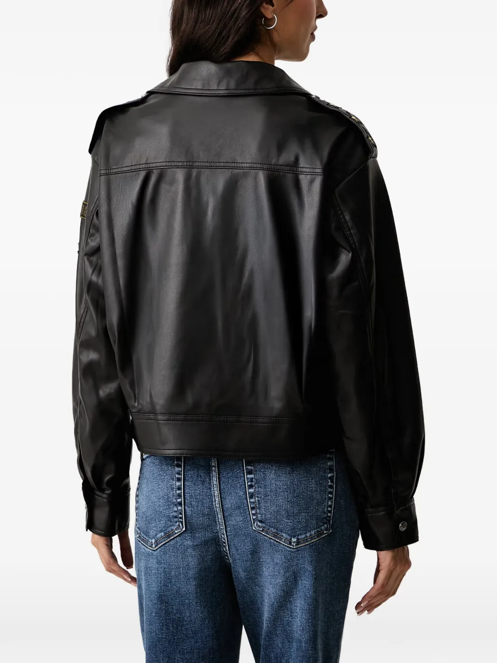 DKNY Bikerjack van imitatieleer met patchdetail Zwart