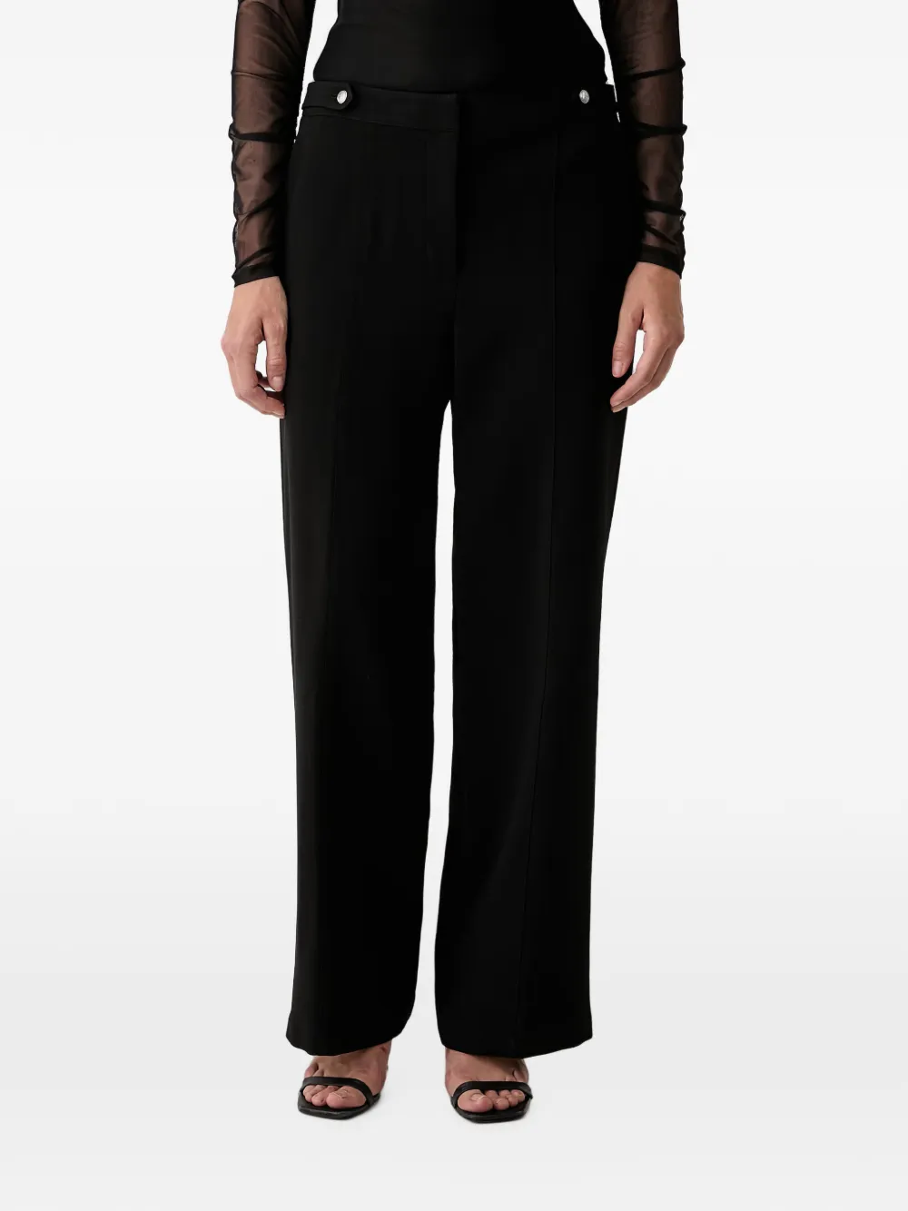 DKNY logo-button wide-leg trousers