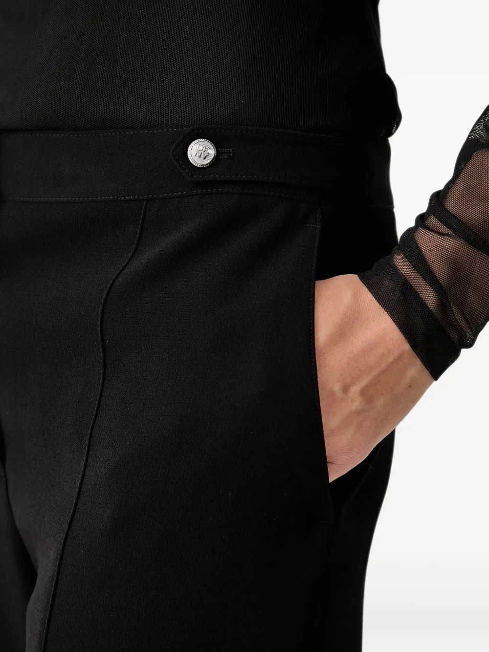 DKNY Broek met wijde pijpen en logoknoop Zwart