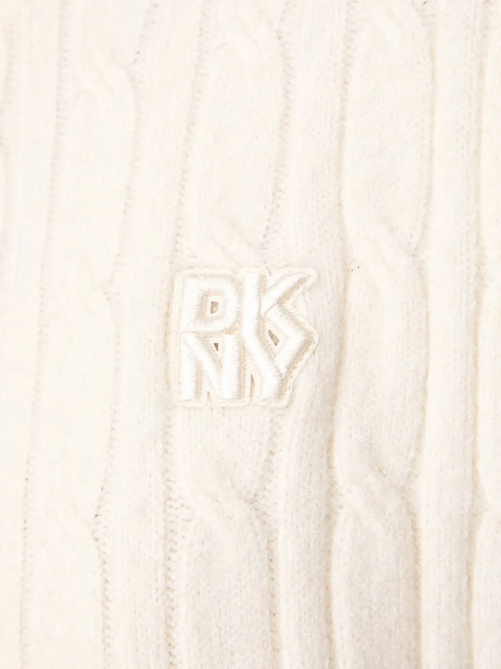 DKNY cable-knit logo-patch sweater Beige