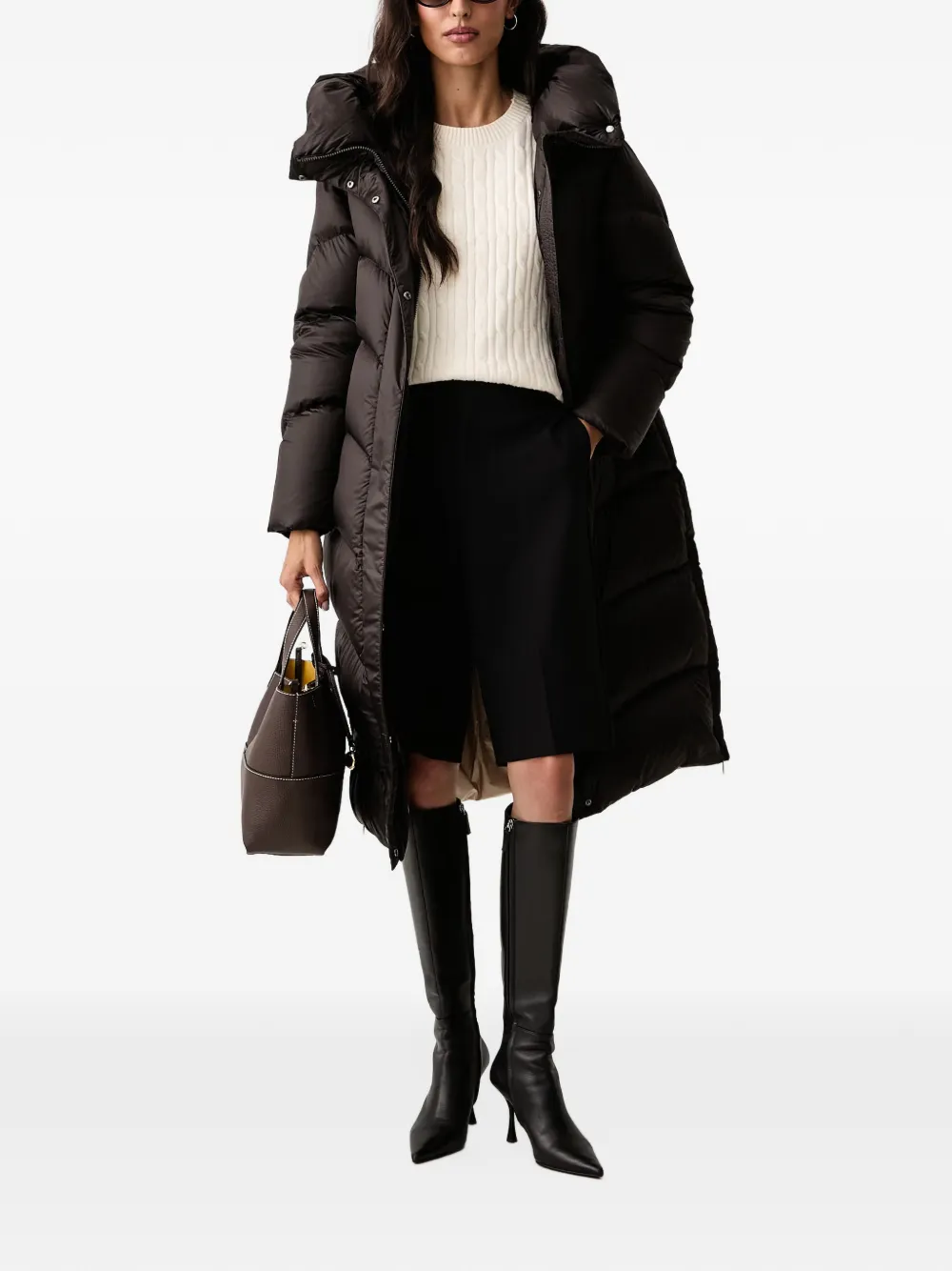 DKNY cable-knit logo-patch sweater Beige