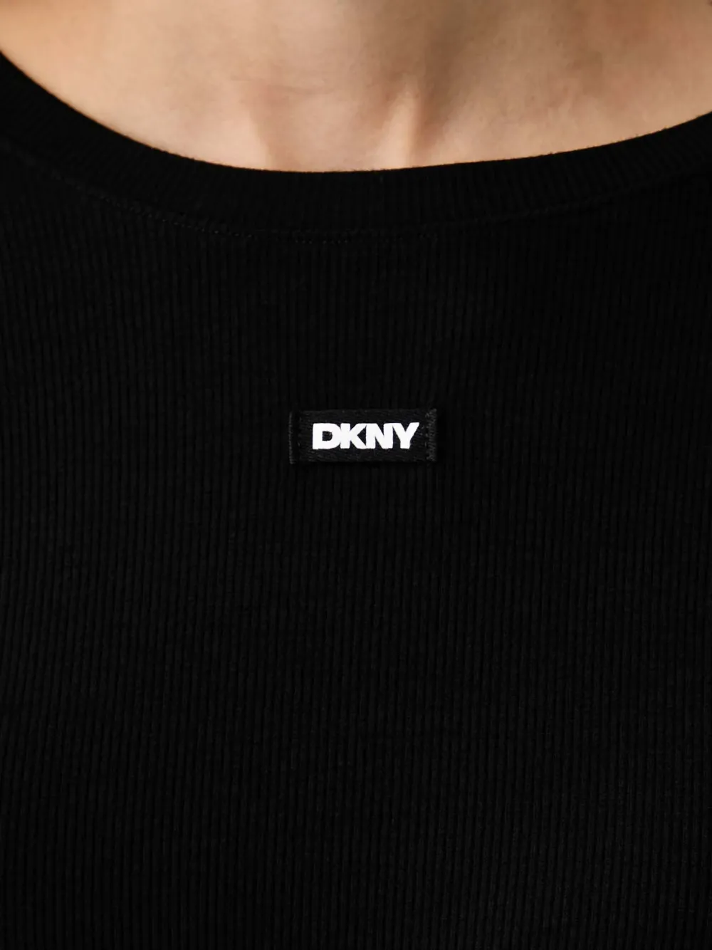 DKNY Geribbelde pyjamaset met logo-patch Zwart