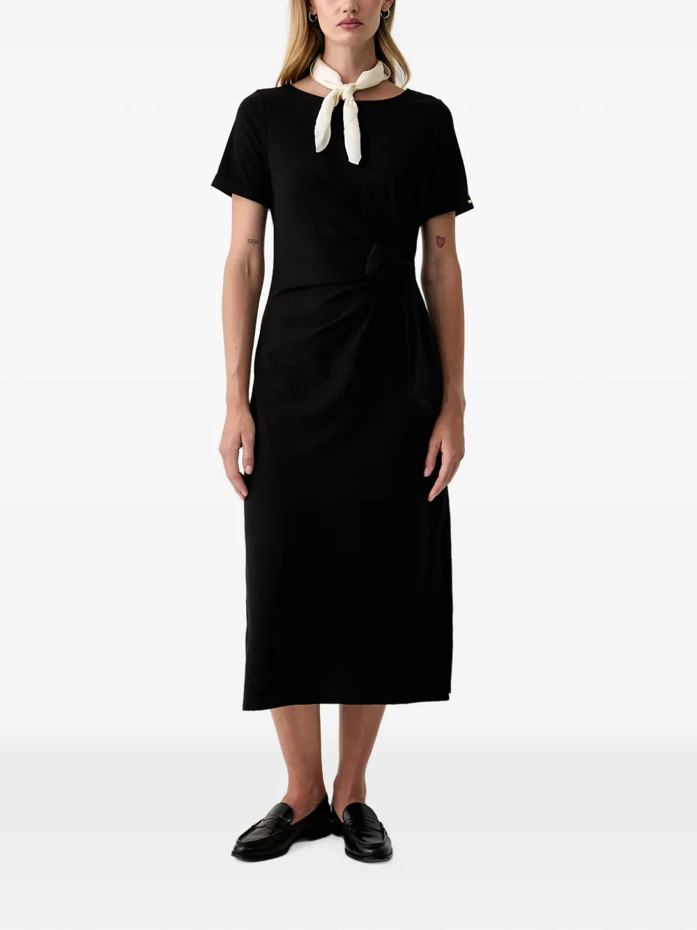 DKNY Midi-jurk met zijsplit en gedraaid detail Zwart