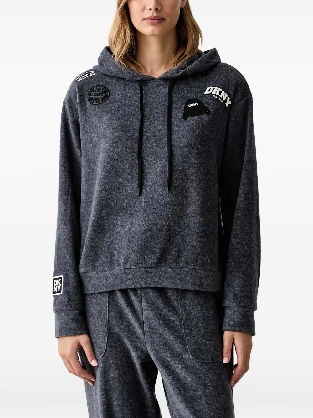 DKNY Pyjamaset met logo-patch Grijs
