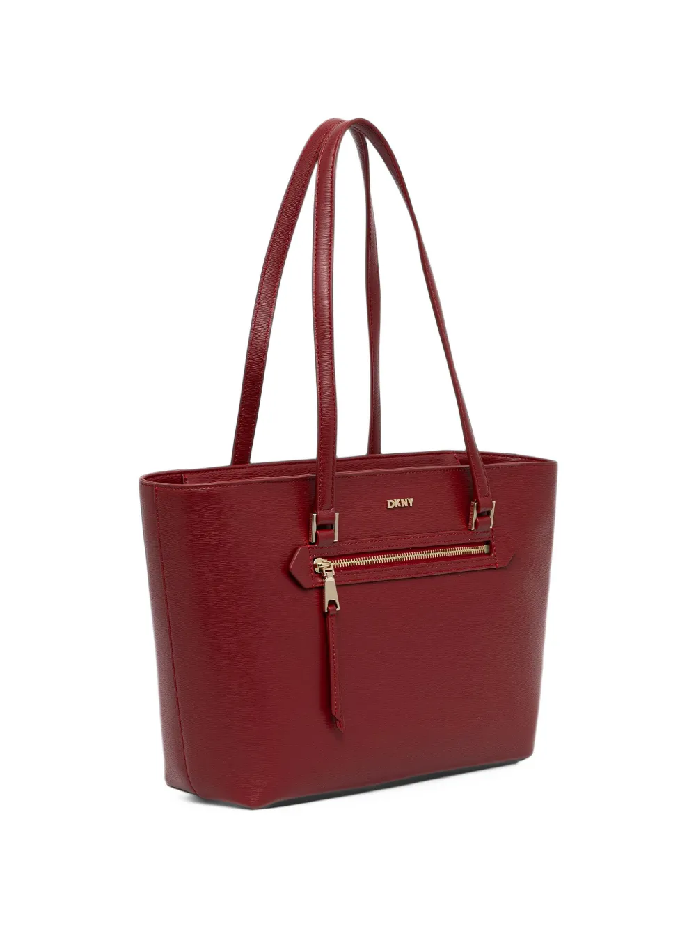 DKNY logo-plaque zip-pocket tote bag Rood
