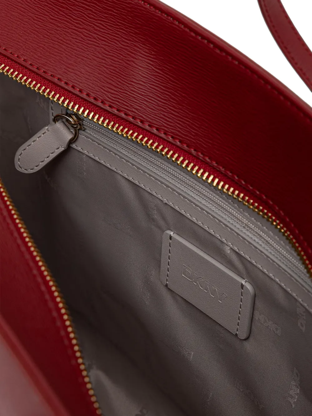 DKNY logo-plaque zip-pocket tote bag Rood