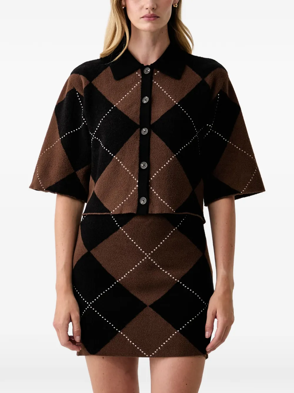DKNY argyle short-sleeve shirt