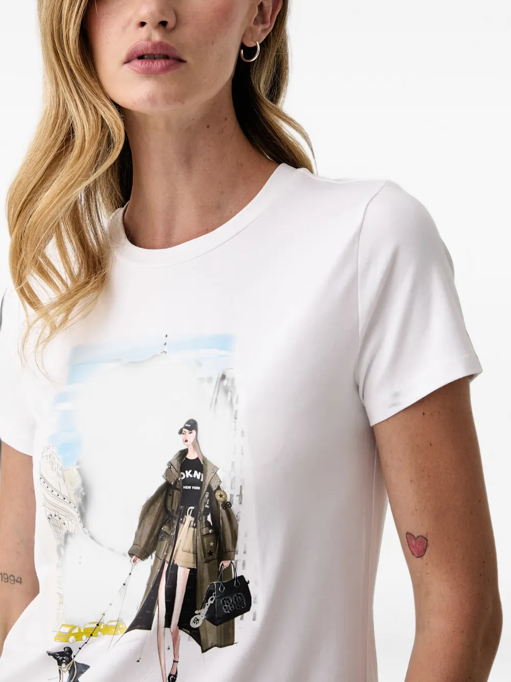 DKNY T-shirt met grafische print Wit