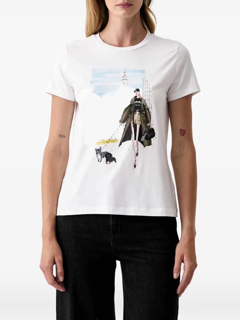 DKNY T-shirt met grafische print Wit