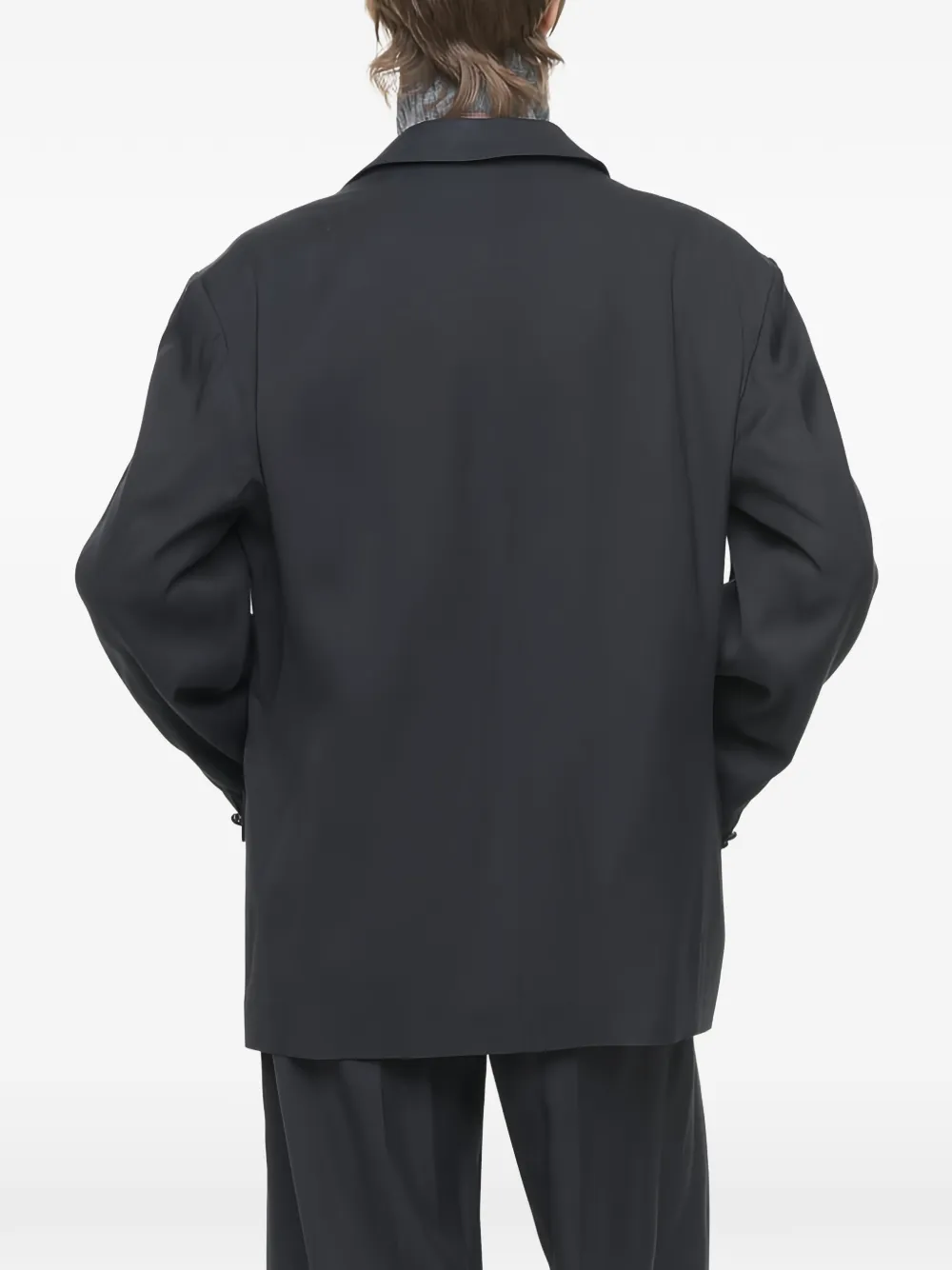 Plan C peak-lapel double-breasted blazer Zwart