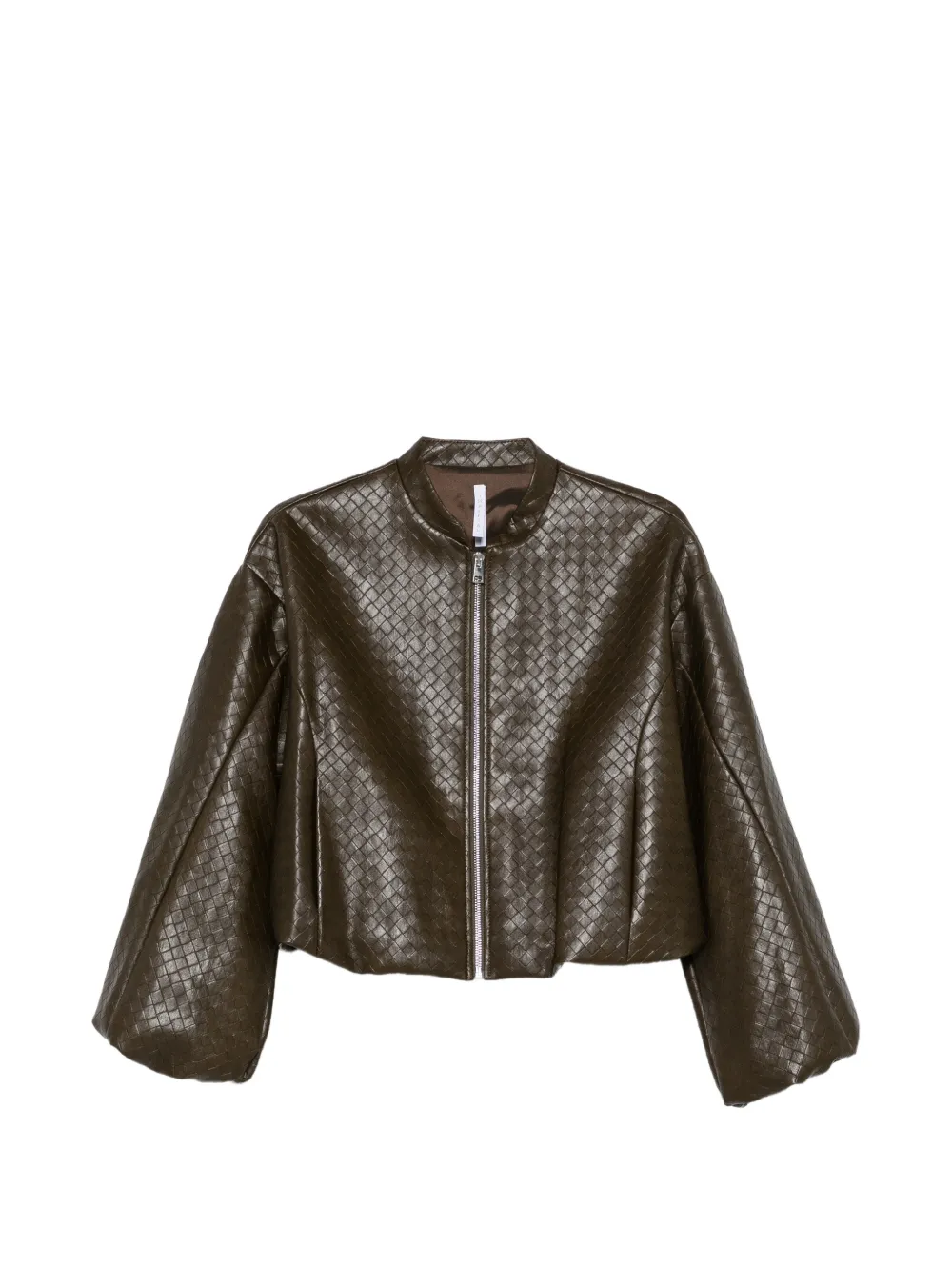 Imperial Basket Weave-effect Cropped Jacket In Braun
