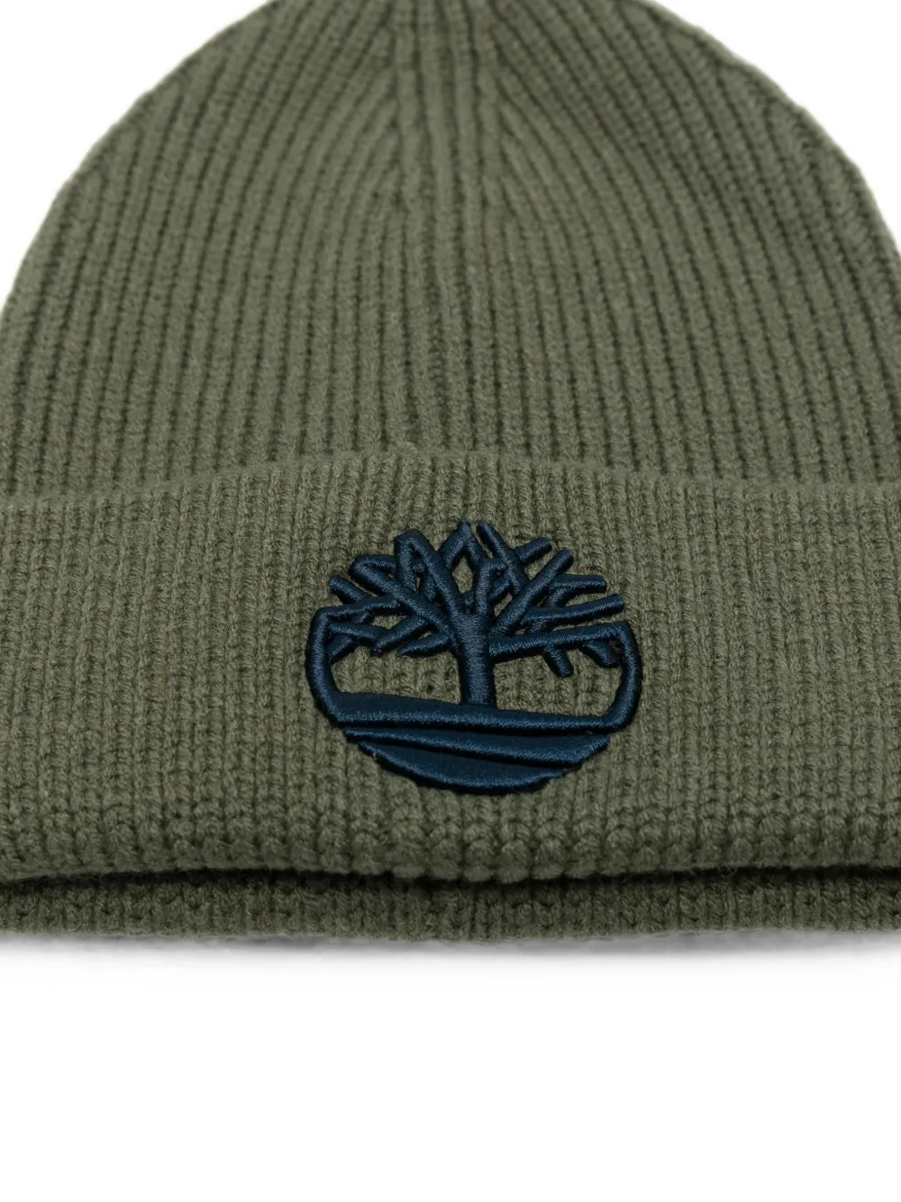 Timberland Kids Ribgebreide muts met geborduurd logo Groen