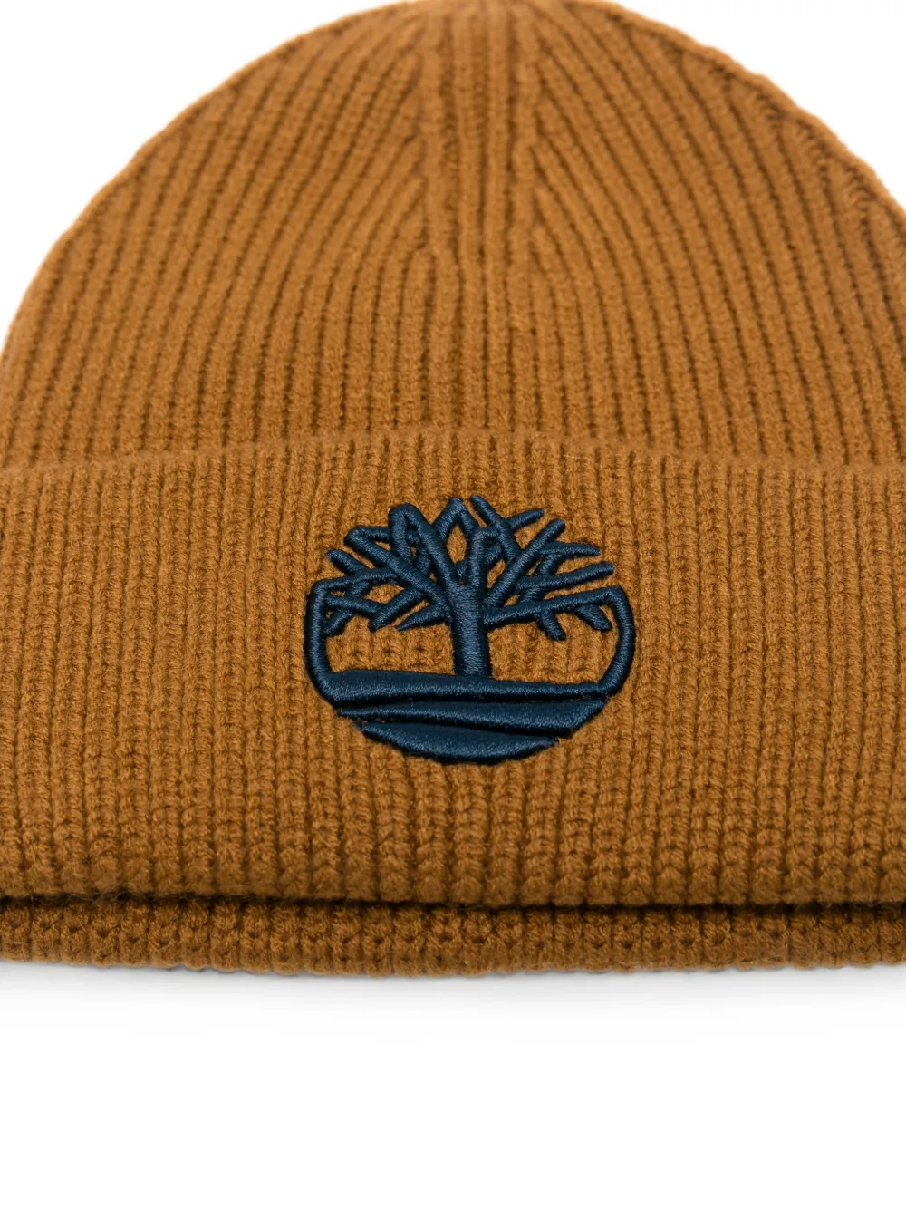 Timberland Kids Ribgebreide muts met logo-patch Bruin
