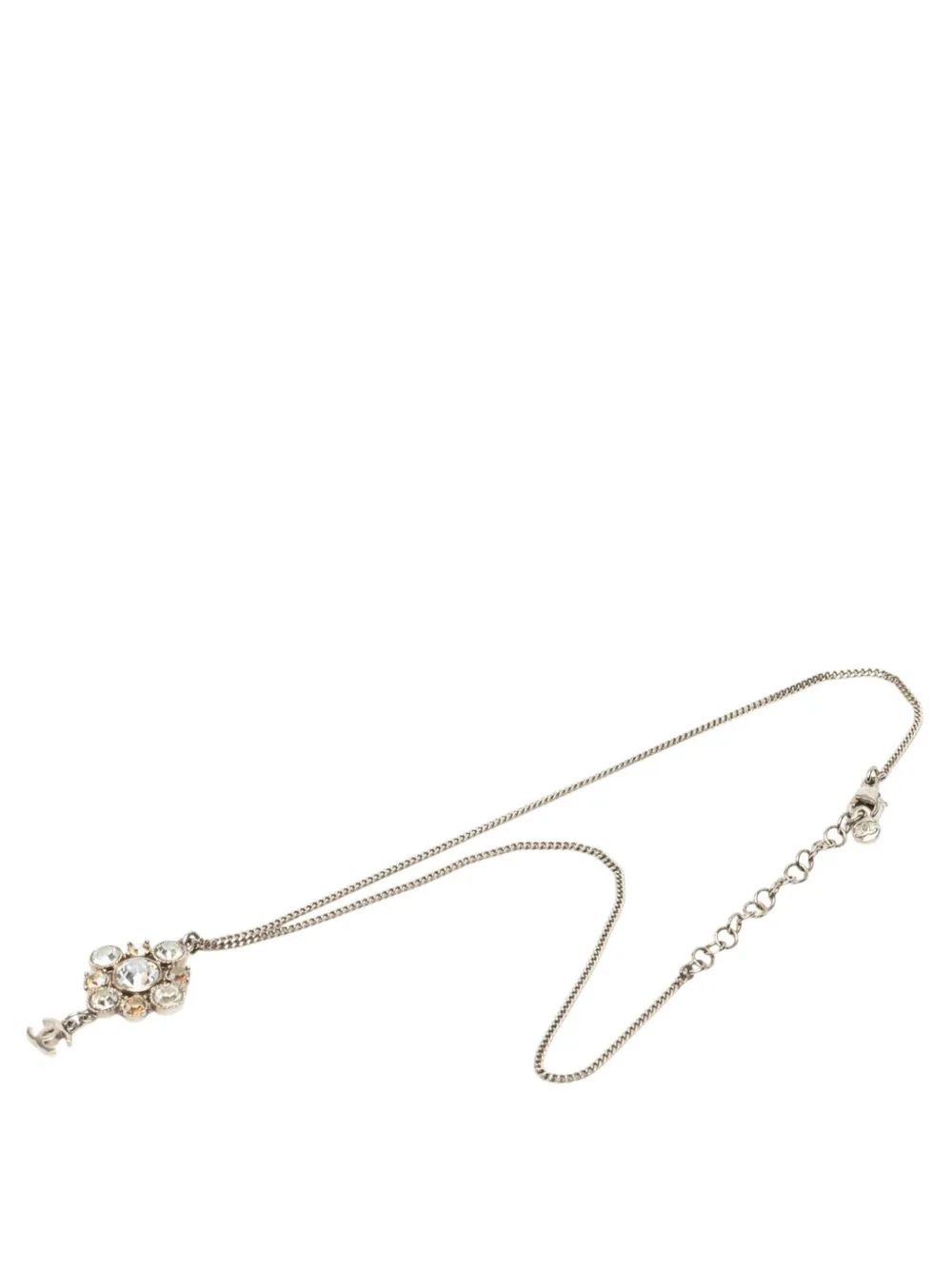 CHANEL Pre-Owned 2010 CC Brass Strass Pendant Necklace costume necklace - Argento