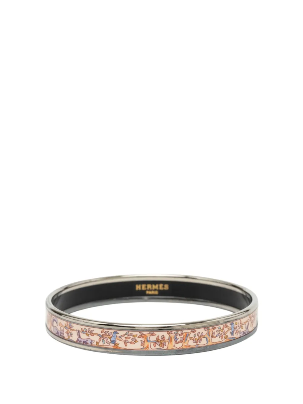Hermès Pre-Owned 2000-2026 Narrow Enamel Forest Animals Bangle Bracelet 65 costume bracelet - Rosa