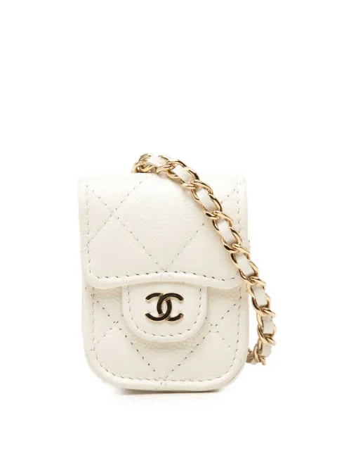 CHANEL Pre-Owned 2020 CC Caviar AirPods Case gewatteerde crossbodytas