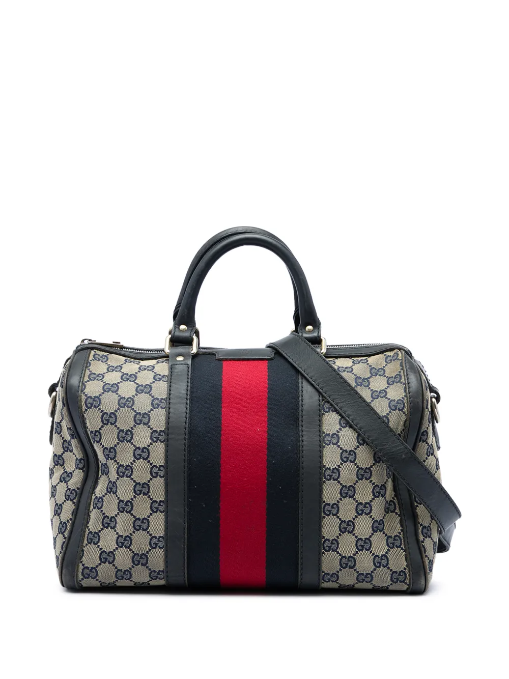 Gucci Pre-Owned 2016-2026 mittelgroße Web Joy Boston Satchel-Tasche aus GG Canvas - Nude