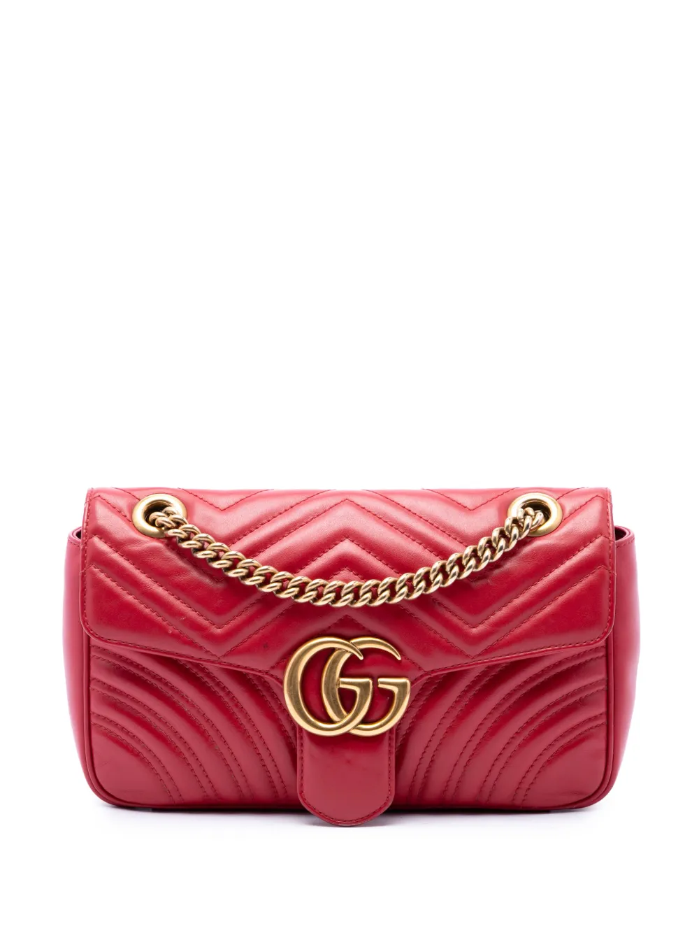Gucci Pre-Owned 2016-2026 Medium GG Marmont Matelasse Calfskin shoulder bag - Rosso