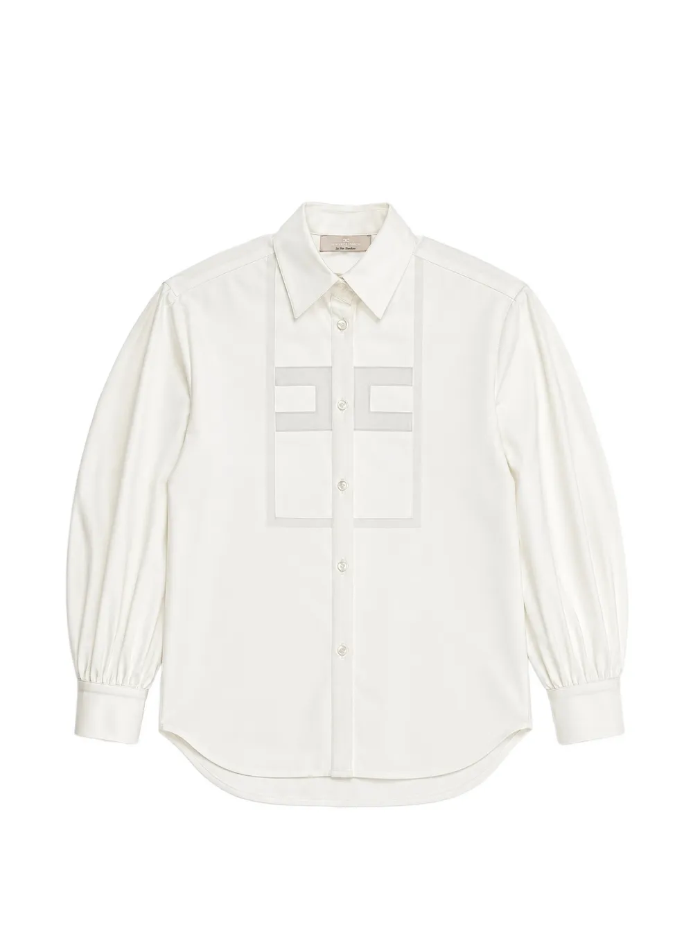 Elisabetta Franchi La Mia Bambina logo-patch puff-sleeve shirt - Toni neutri