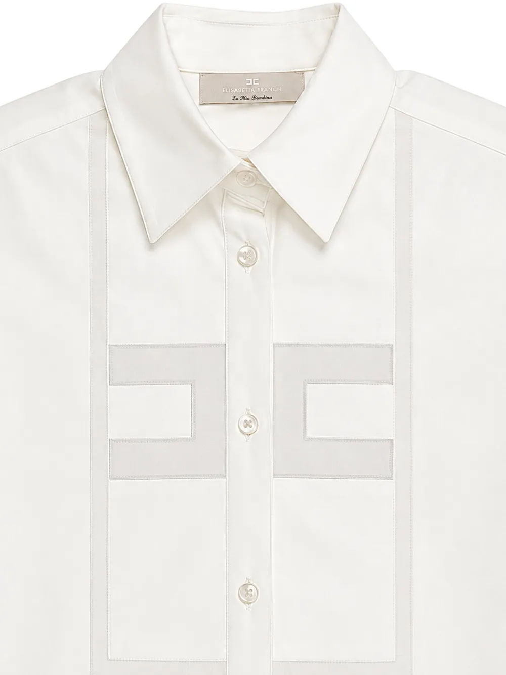 Elisabetta Franchi La Mia Bambina Shirt met pofmouwen en logo-patch Beige