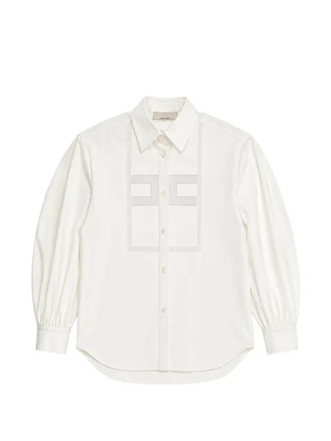 Elisabetta Franchi La Mia Bambina logo-patch puff-sleeve shirt