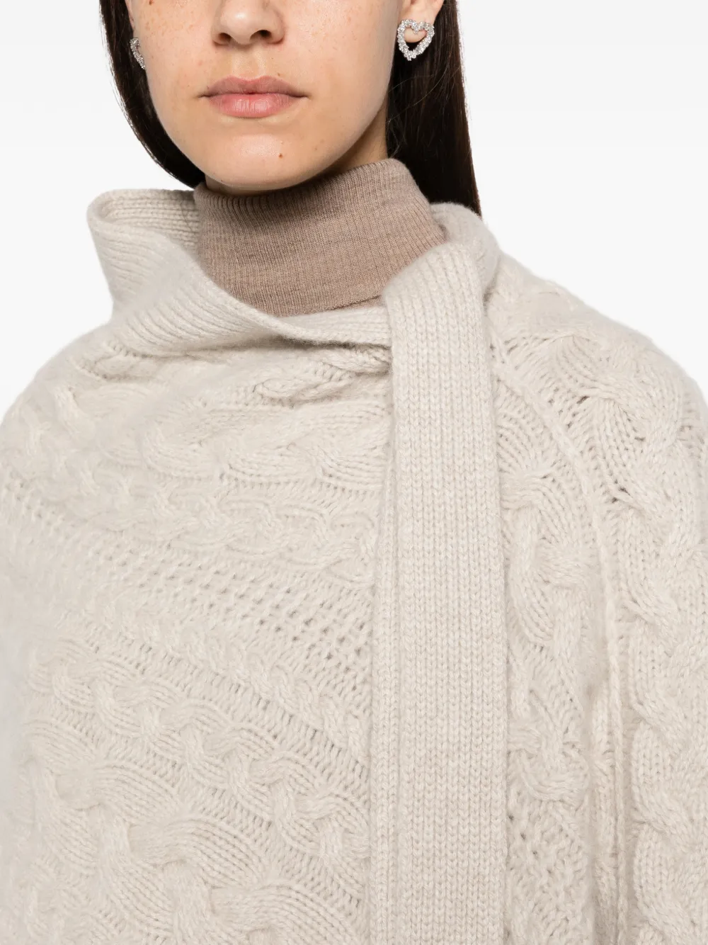 Ermanno Scervino Kabelgebreide cape Beige