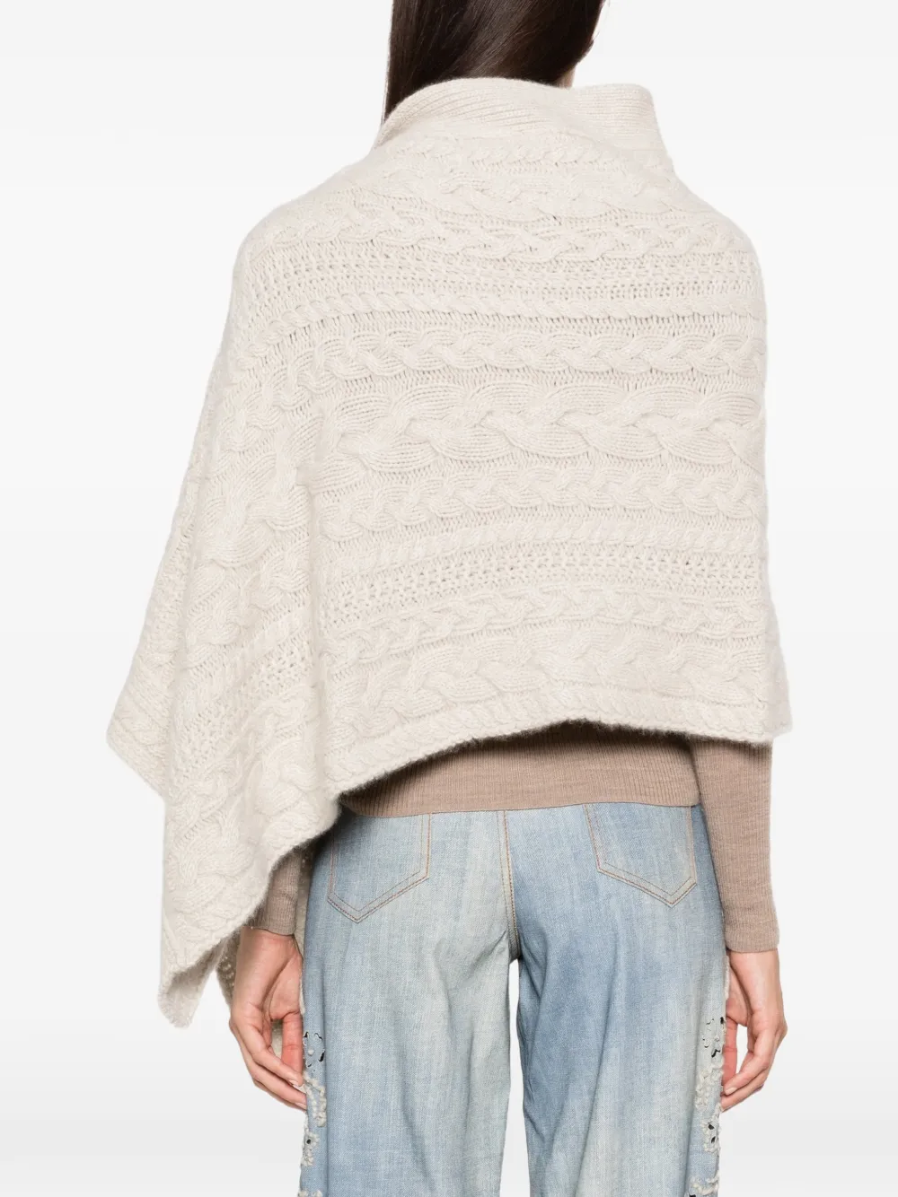 Ermanno Scervino Kabelgebreide cape Beige